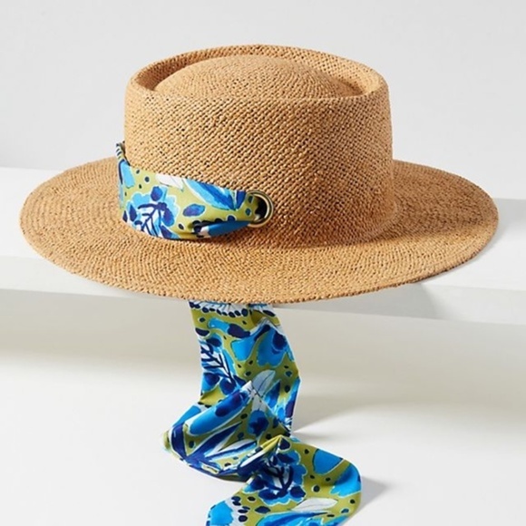 Anthropologie  Vera Scarf Trimmed Boater Hat main image 6